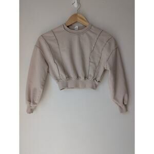 Shein Girls Teen Crop Top Casual Long Sleeve Tan Size 10-11Years EUC